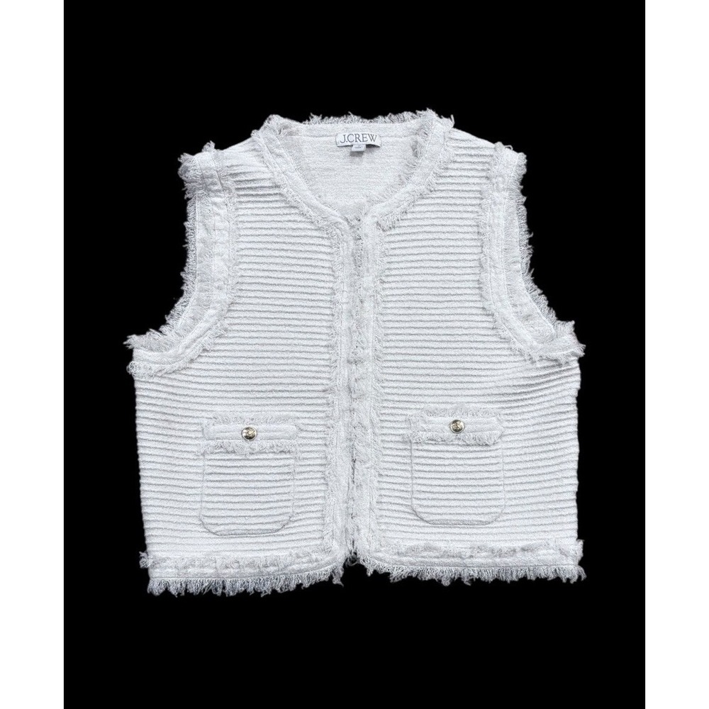 J.CREW Textured Vest Jacket Top in Fine Boucle Women's Size Medium - Picture 1 of 6